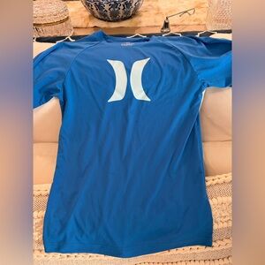 Hurley Blue H2O dri T-Shirt with White Logo spf 50